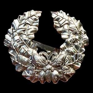 VTG 90’s Sylvia Dahl Butterfly Laurel Wreath Brooch Scarf Dress Clip Silver Tone